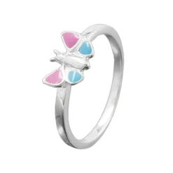 Ring Schmetterling pink blau 925 Silber für Kinder