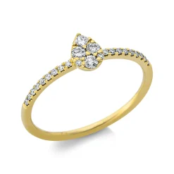 Ring Tropfen aus 750 Gold Gelbgold 24 Diamanten 0,21ct TW-SI B:5,9mm