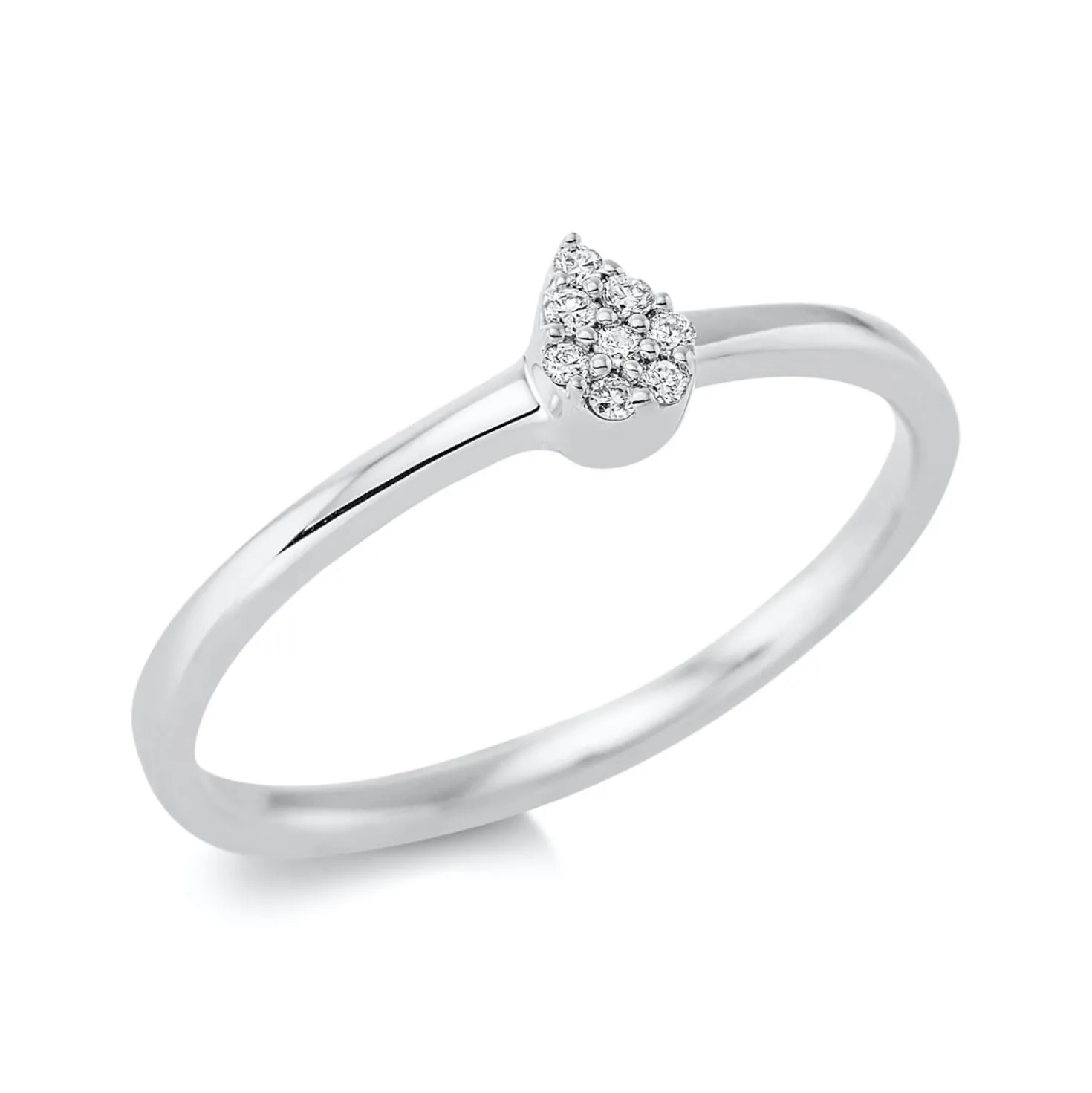 Ring Tropfen aus 750 Gold Weißgold 8 Brillanten 0,04ct TW-SI B:4,8mm