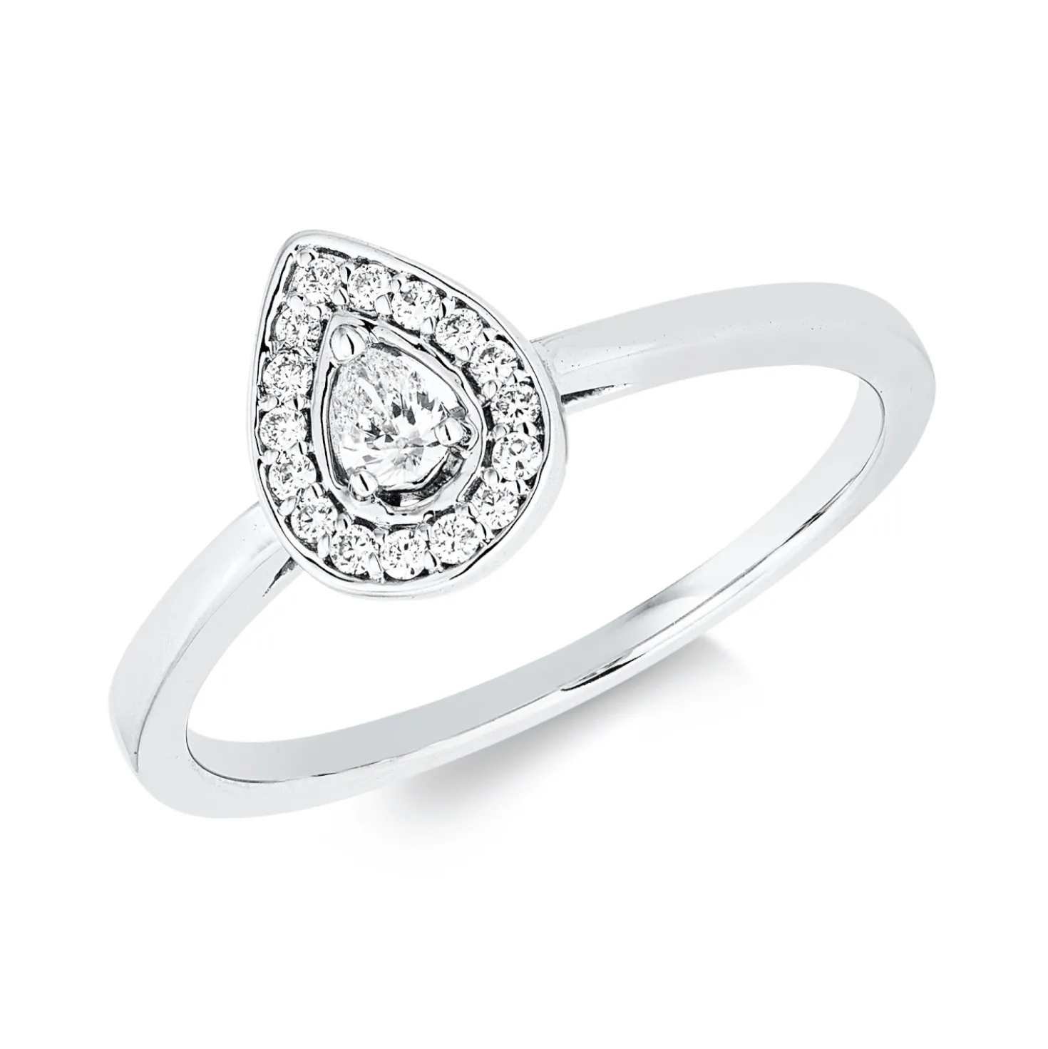 Ring Tropfen aus 750 Gold Weißgold 17 Diamanten 0,16ct B:8,7mm