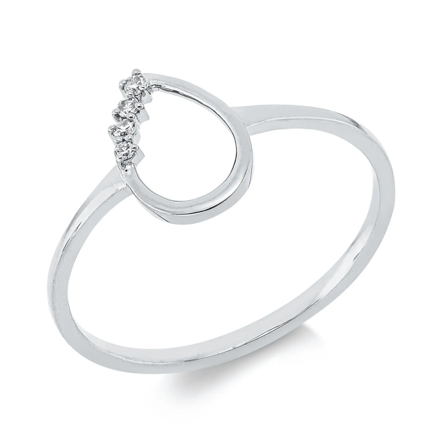Ring Tropfen aus 750 Gold Weißgold 4 Diamanten 0,03ct TW-SI B:9,6mm
