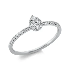 Ring Tropfen aus 750 Gold Weißgold 24 Diamanten 0,21ct TW-SI B:5,9mm