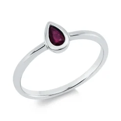 Ring Tropfen aus 750 Gold Weißgold Rubin 0,25ct rot H:6,6mm Zarge