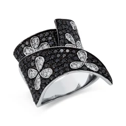 Ring 750 Weißgold 209 Diamanten 3,65ct B:27,3mm Fassung teils schwarz rhodiniert