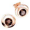 Rotgold Ohrstecker aus Rauchquarz Brillanten 0.04Ct 585 Gold Damen