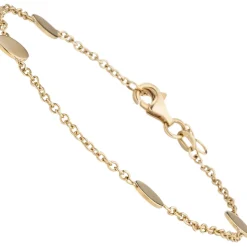Rundankerarmband mit 4 Plättchen flach glänzend 375 Gelbgold 19cm Armschmuck