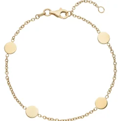 Rundankerarmband mit 4 Plättchen flach glänzend 375 Gelbgold 19cm Armschmuck