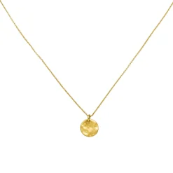 Rundankerkette Collier 750 Gold Gelbgold mit Anhänger rund matt gehämert 45cm