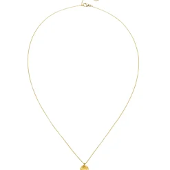 Rundankerkette Collier 750 Gold Gelbgold mit Anhänger rund matt gehämert 45cm