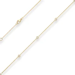 Rund-Ankerkette Goldkette mit Zirkonia Collier aus 585 Gold Gelbgold 45cm