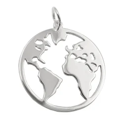 Runder Anhänger Atlas Weltatlas 20mm aus 925 Silber glänzend