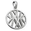 Runder Anhänger 19mm Kreis mit Muster Zirkonia 925 Silber rhodiniert