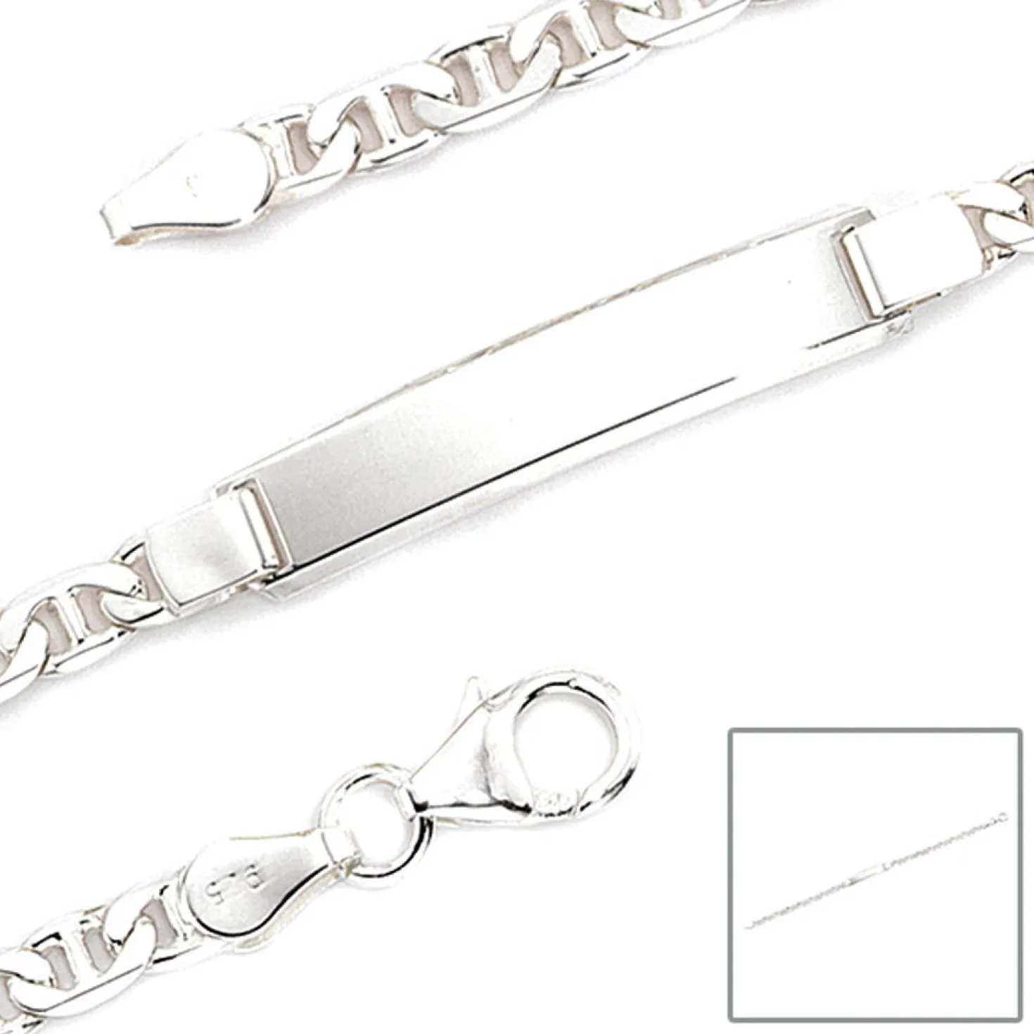 Schildband Armband Armkette aus echtem 925 Silber, 19cm, Unisex
