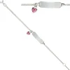 Schildband Armband Armschmuck Herz Glasstein 925 Silber 12-14cm
