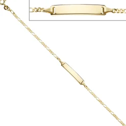 Schildband Figarokette Schildarmband für Gravur ID 333 Gelbgold 16,5-18,5cm