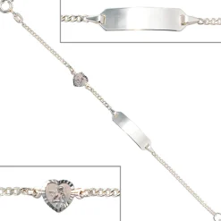 Schildband mit Schutzengel Panzer-Armband aus 925 Silber 14cm Kinder
