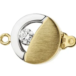 Schließe, Verschluss mit 2 Zirkonia & 333 Gelbgold
