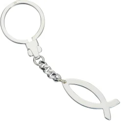 Schlüsselanhänger Jesus Fischsymbol Ichthys Fisch 925 Silber Unisex