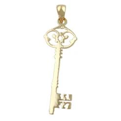 Schlüssel - Anhänger 33x11mm aus 375 Gold Gelbgold filigran Schmuck Damen