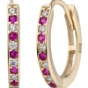 Schmale Creolen 1,6x12mm aus 333 Gelbgold mit 20 Zirkonia weiß Ohrringe oval