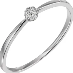 Schmaler Ring 585 Gold Weißgold 7 Diamanten 0.04Ct Brillanten B: 3,2mm