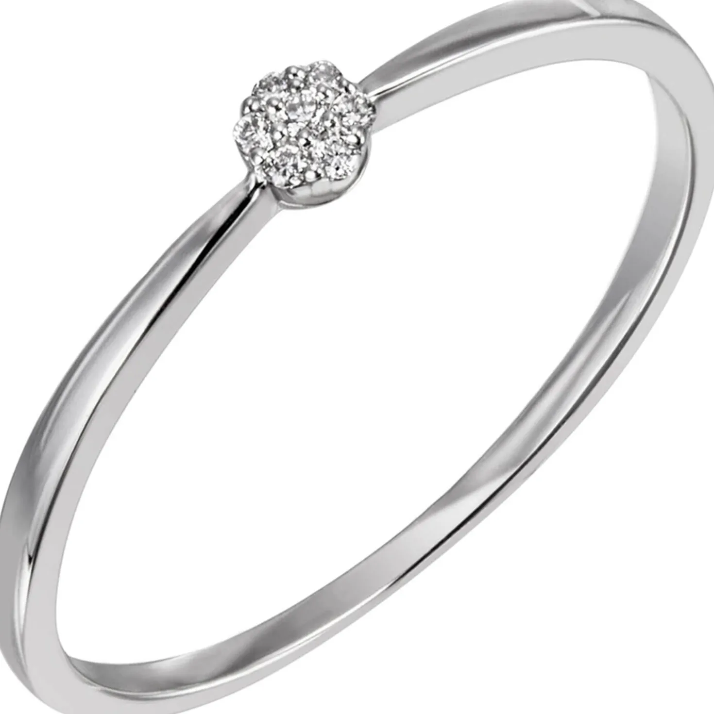Schmaler Ring 585 Gold Weißgold 7 Diamanten 0.04Ct Brillanten B: 3,2mm