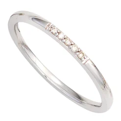 Schmaler Ring mit 5 Diamanten 0.038Ct Brillanten 585 Gold Weißgold