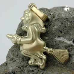 Schmuckanhänger Kettenanhänger 20x22mm Hexe 14Kt 585 Gelbgold Halsschmuck Damen