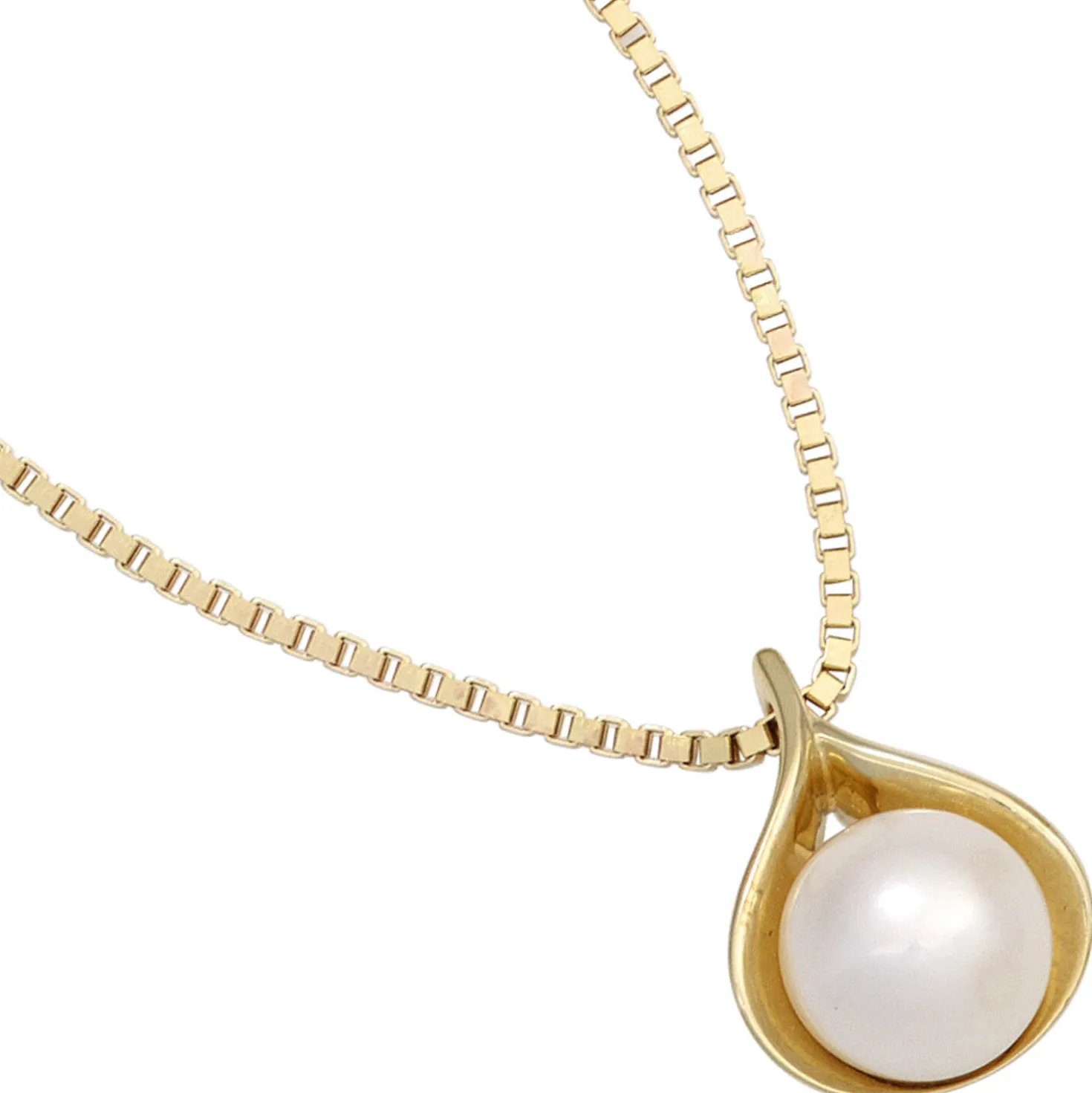 Schmuck Anhänger 13,5x17,9mm aus 585 Gold Gelbgold mit Süßwasser-Zuchtperle