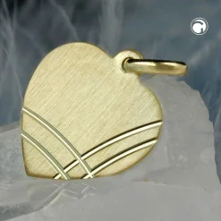 Schmuck Anhänger 14x13mm Herz aus 375 Gold Gelbgold diamantiert Damen