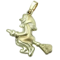 Schmuck Anhänger 20x22mm Kettenanhänger Hexe 9Kt 375 Gelbgold Halsschmuck Damen