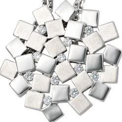 Schmuck Anhänger 35,6x32,5mm mit 11 Zirkonia 925 Echt Silber teilmattiert