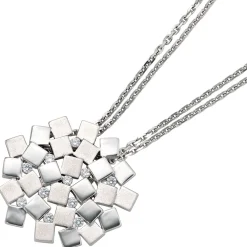 Schmuck Anhänger 35,6x32,5mm mit 11 Zirkonia 925 Echt Silber teilmattiert