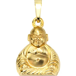 Schmuck-Set, Anhänger Buddha auf 1,3mm Panzerkette 333 Gold Gelbgold 45cm