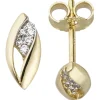 Schmuck-Set aus 333 Gold Gelbgold mit Zirkonia Ohrstecker Anhänger Kette 45cm