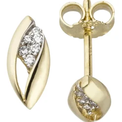 Schmuck-Set aus 333 Gold Gelbgold mit Zirkonia Ohrstecker Anhänger Kette 45cm