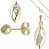 Schmuck-Set aus 333 Gold Gelbgold mit Zirkonia Ohrstecker Anhänger Kette 42cm