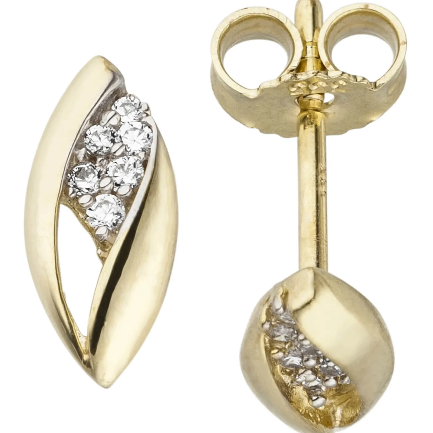 Schmuck-Set aus 333 Gold Gelbgold mit Zirkonia Ohrstecker Anhänger Kette 42cm