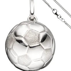 Schmuck-Set, Fußball teilmatt 1,7mm Panzerkette aus 925 Silber Halsschmuck, 38cm