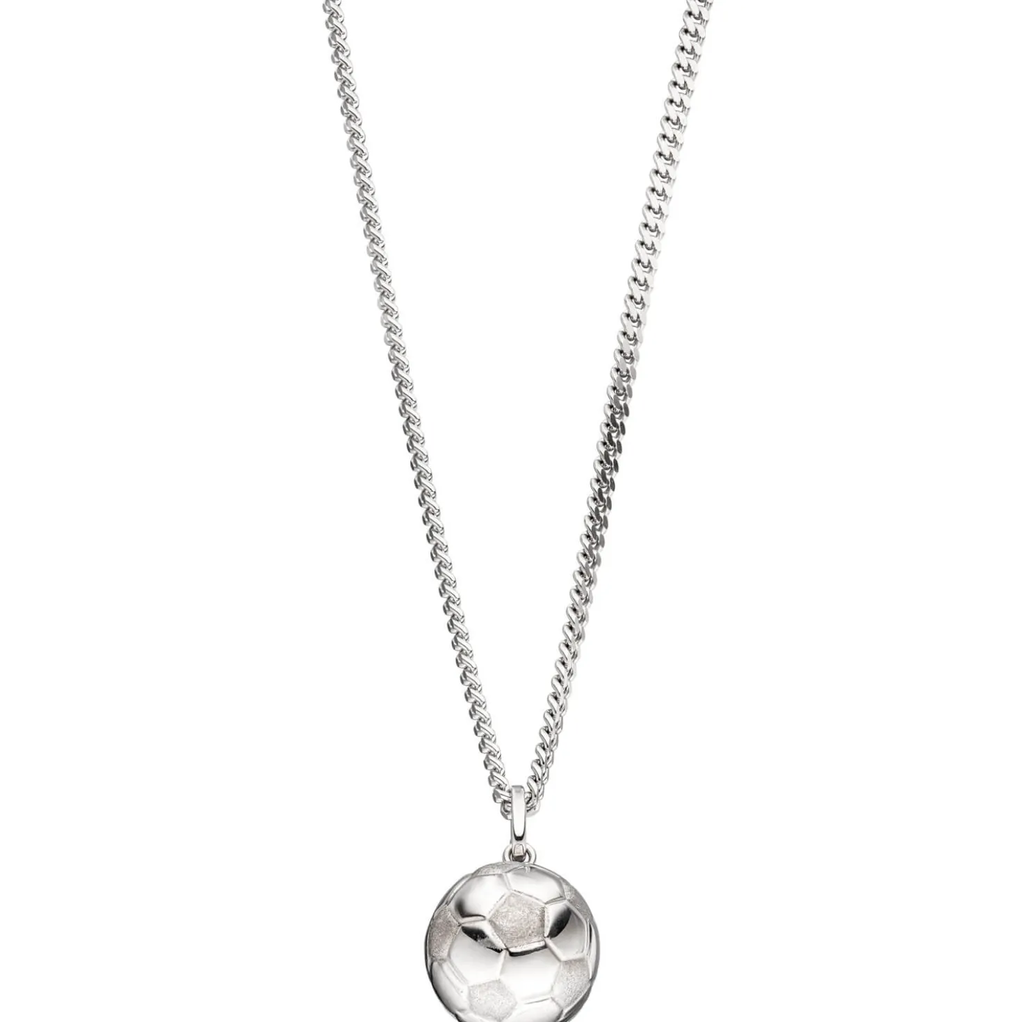 Schmuck-Set, Fußball teilmatt 1,7mm Panzerkette aus 925 Silber Halsschmuck, 38cm