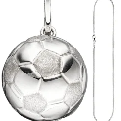 Schmuck-Set, Fußball teilmatt 1,7mm Panzerkette aus 925 Silber Halsschmuck, 42cm