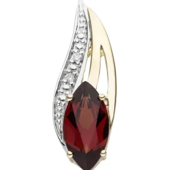 Schmuck-Set 585 Gelbgold Granate und Diamanten Ohrstecker Anhänger Kette 42cm