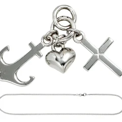 Schmuck-Set, Glaube Liebe Hoffnung 1,7mm Panzerkette 925 Silber Halsschmuck 38cm
