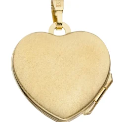 Schmuck-Set, Medaillon Herz für 2 Fotos 1,3mm Panzerkette 333 Gold Gelbgold 45cm