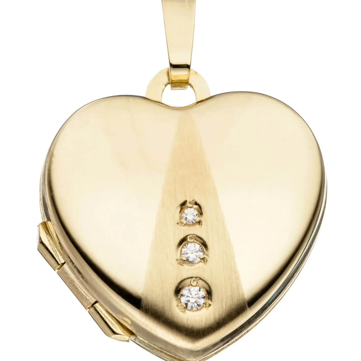 Schmuck-Set, Medaillon Herz für 2 Fotos 1,3mm Panzerkette 333 Gold Gelbgold 45cm