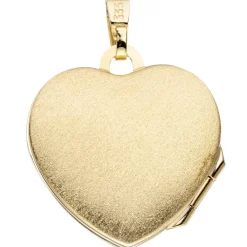 Schmuck-Set, Medaillon Herz für 2 Fotos 1,3mm Panzerkette 333 Gold Gelbgold 45cm