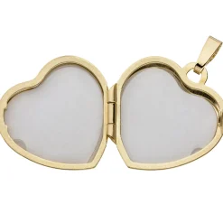Schmuck-Set, Medaillon Herz für 2 Fotos 1,3mm Panzerkette 333 Gold Gelbgold 50cm