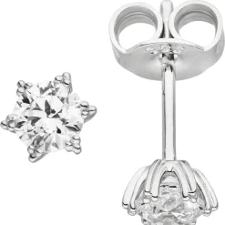 Schmuck-Set Stern 333 Gold Weißgold mit Zirkonia Ohrstecker Anhänger Kette 42cm