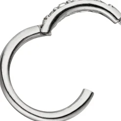 Segmentring aus Edelstahl mit weißen Swarovski-Elements, mit Scharnier