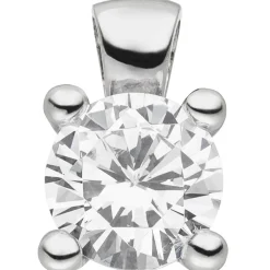 Sölitär Anhänger aus 925 Silber Zirkonia 9,6mm weiß 4-Krappe Halsschmuck Damen